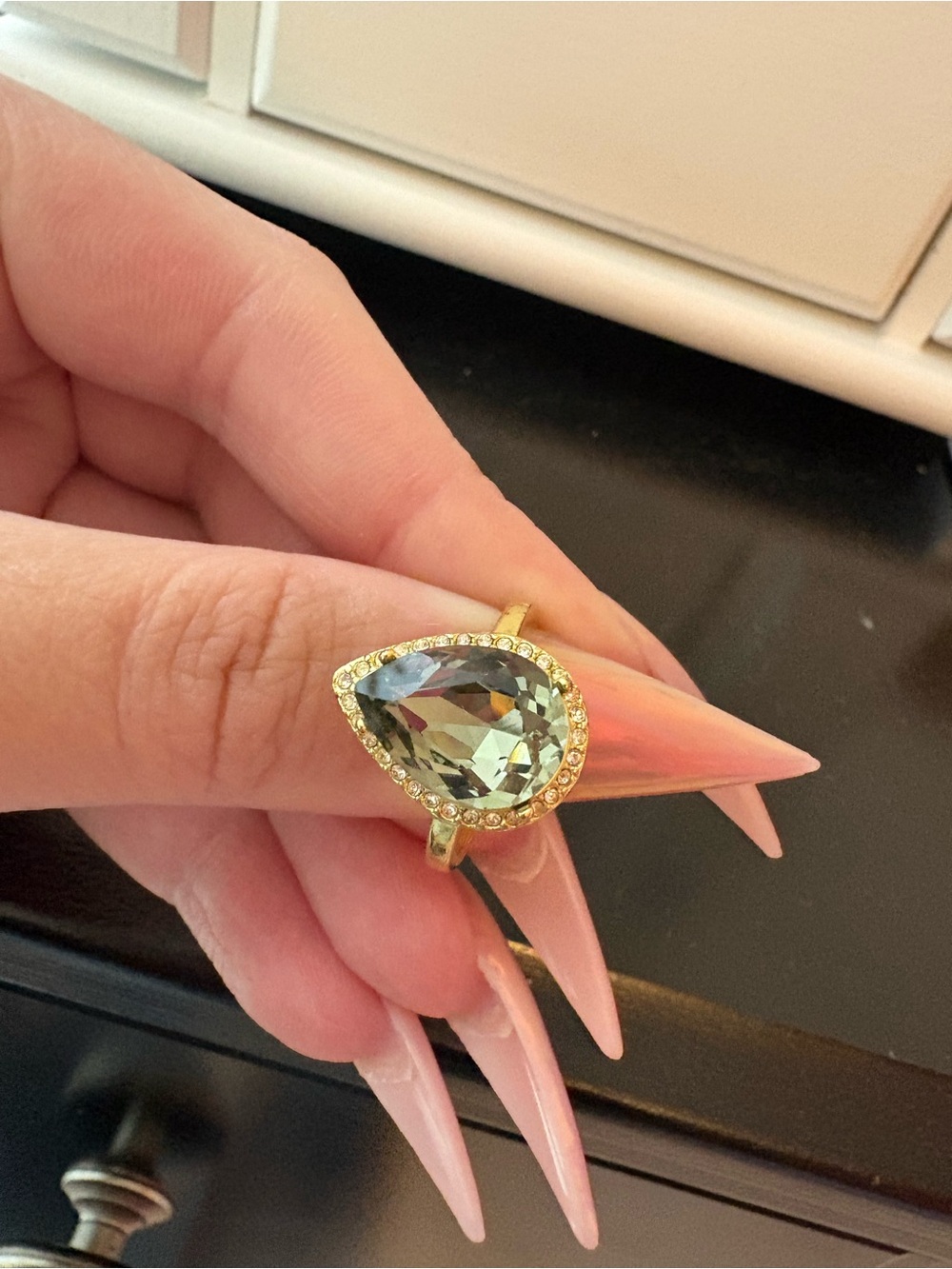 Gorjana Gold Teardrop Ring with Crystal Halo
